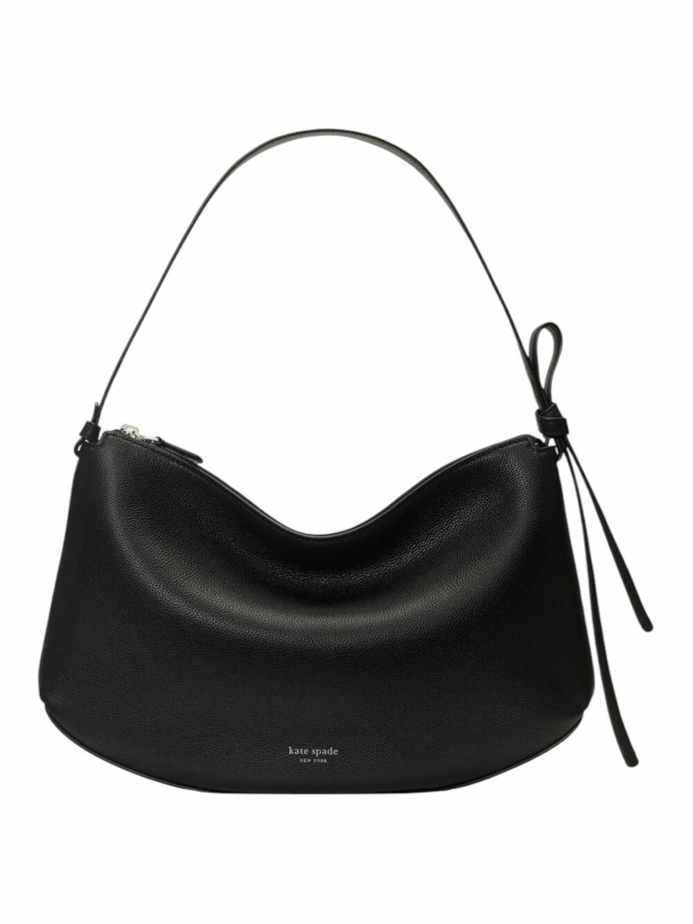 Kate Spade Loop Large Shoulder Bag Pebble Leather Black Silver